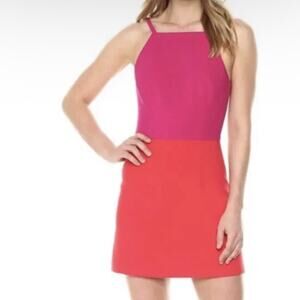 French Connection Color block pink Red Backless mini dress Sundress Size 10